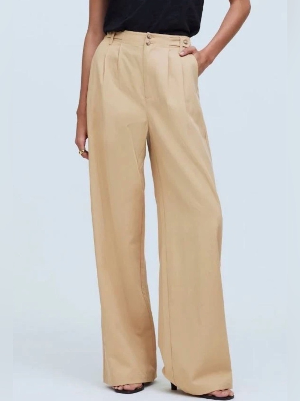 Madewell Women's Harlow Beige Solid Wide-Leg Linen-Cotton Blend - Size 0